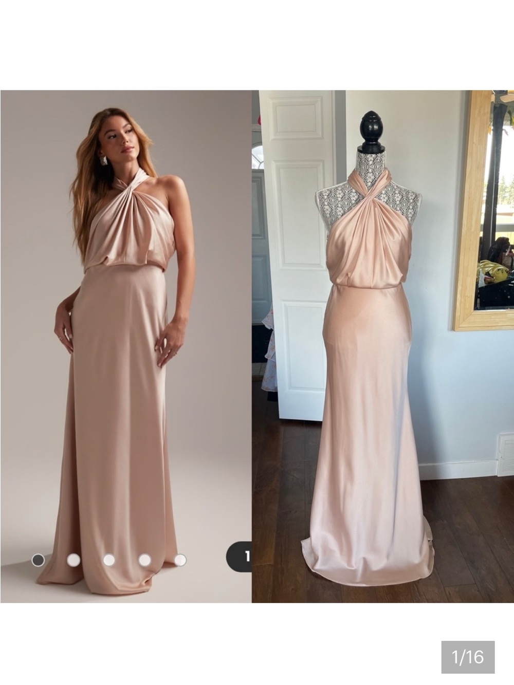NWT ASOS Design Satin Halter Maxi Formal Gown Dress. Size 6. Medium.